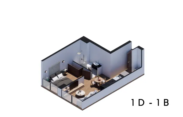 Archandel San Pedro de los Pinos — Tipo 1D-1B · 1 recámara · 1 baño · 40 – 41 m²